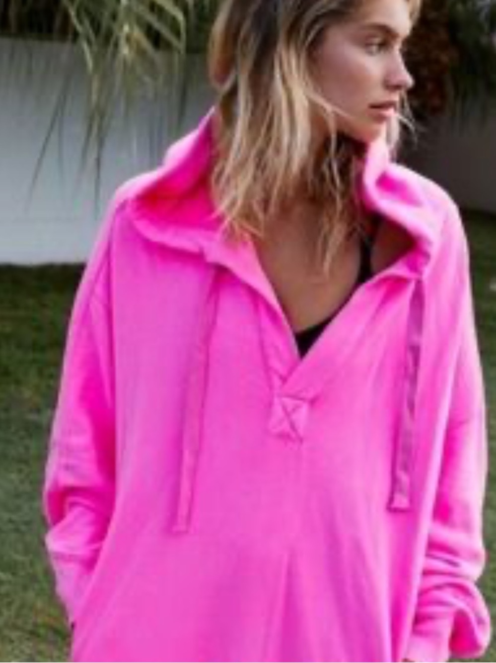 Free People Movement Spur of the Moment Neon Pink Hoodie Dress, Size Small, EUC